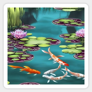 Pretty Koi Pond Sticker